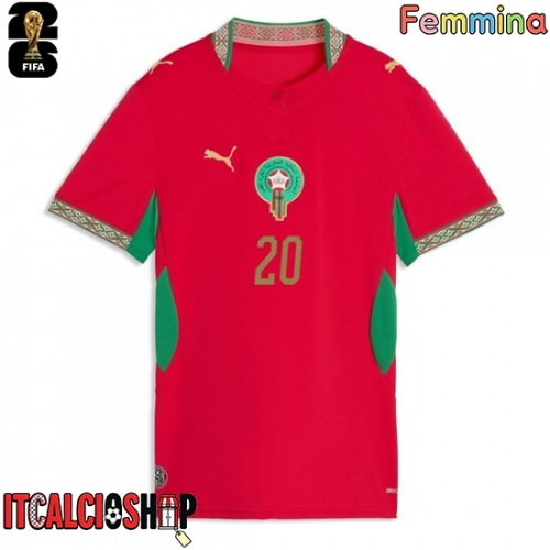 Marocco Ayoub El Kaabi #20 Prima Maglia Femmina Mondiali 2026 Manica Corta